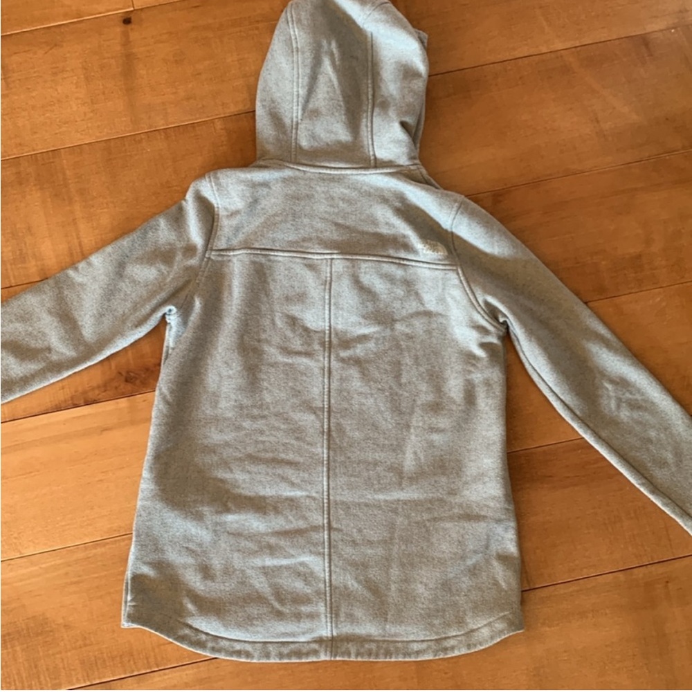 North Face Gray Button-Up Hoodie Light Grey Heather Collar Snaps Sweatshirt S/M - Picture 8 of 12
